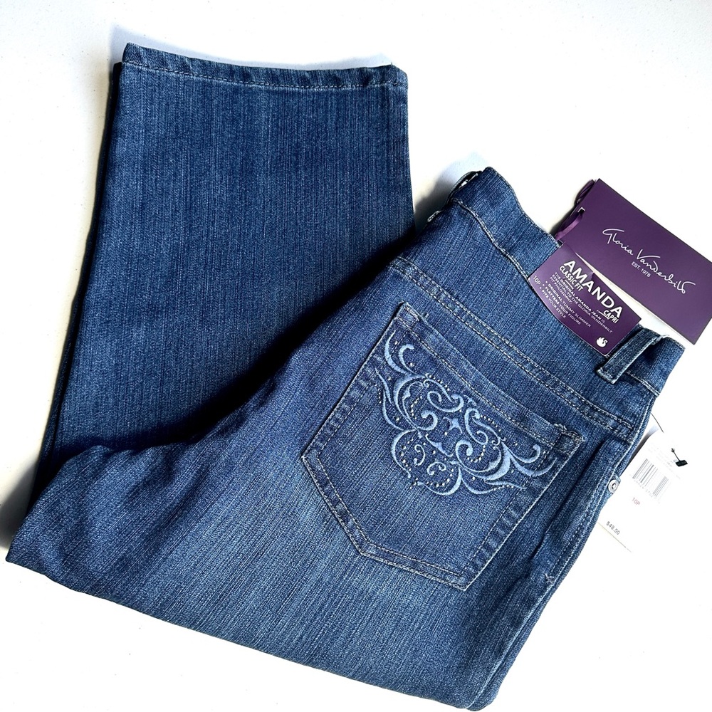 NWT Gloria Vanderbilt Amanda Classic Fit Ultra Stretch Capri Denim Jeans Size 10